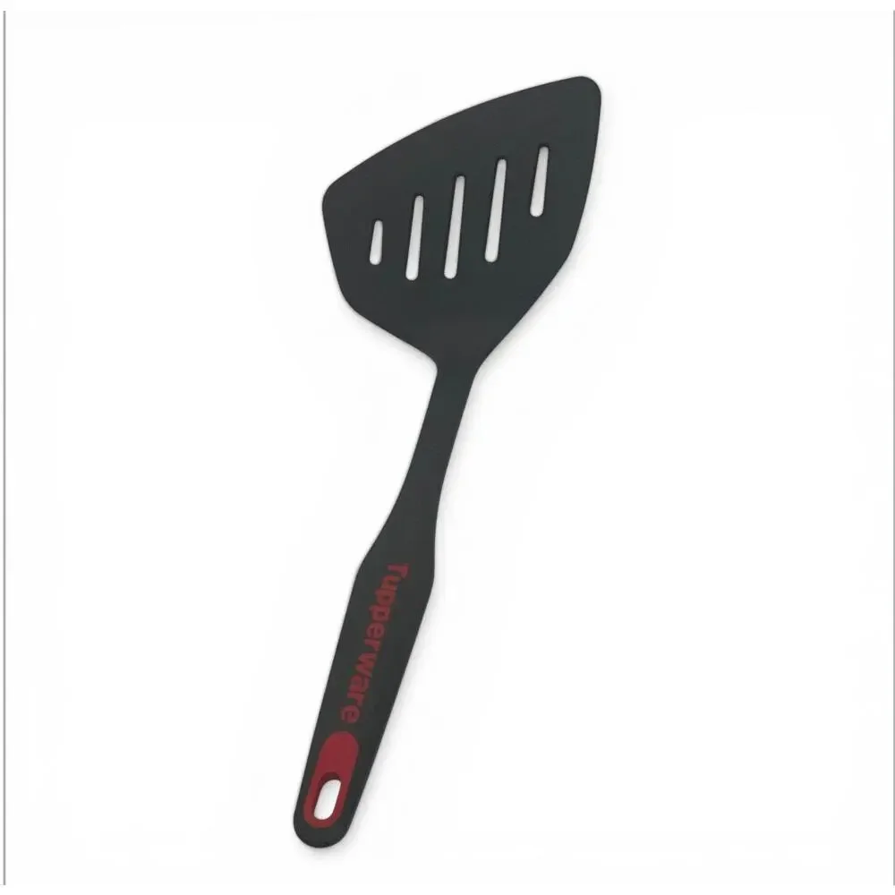 Tupperware 6782A Large Slotted Spatula Pancake Turner Chef Series Black Red USA